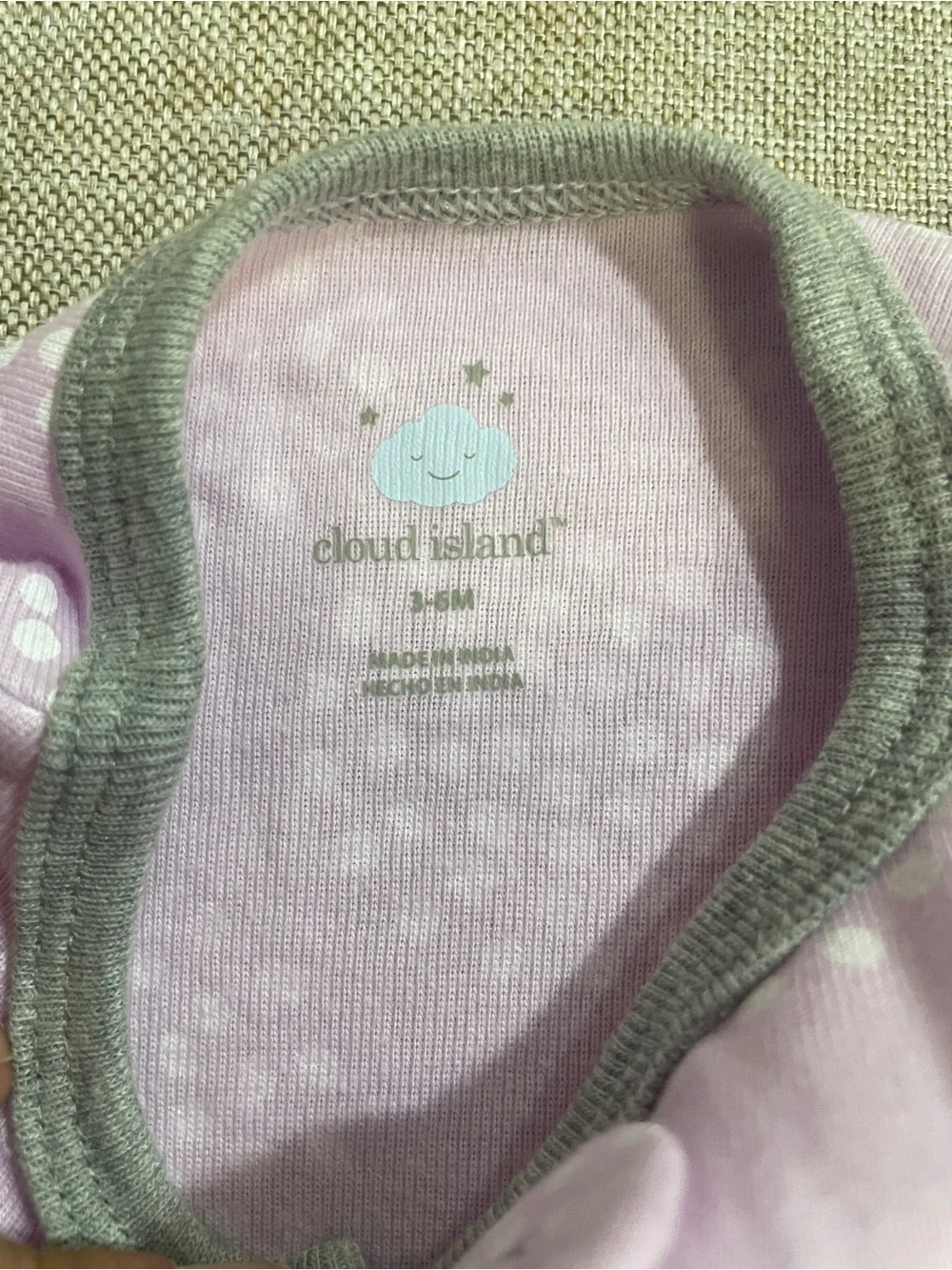 cloud island Pink Dot-Print Footed One-Piece with Gray Trim
